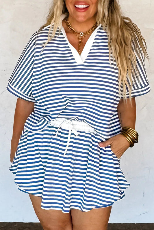 Blue Stripe Skort Set