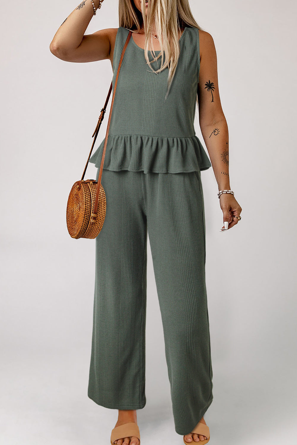 Duffel Green Top and Pants Set