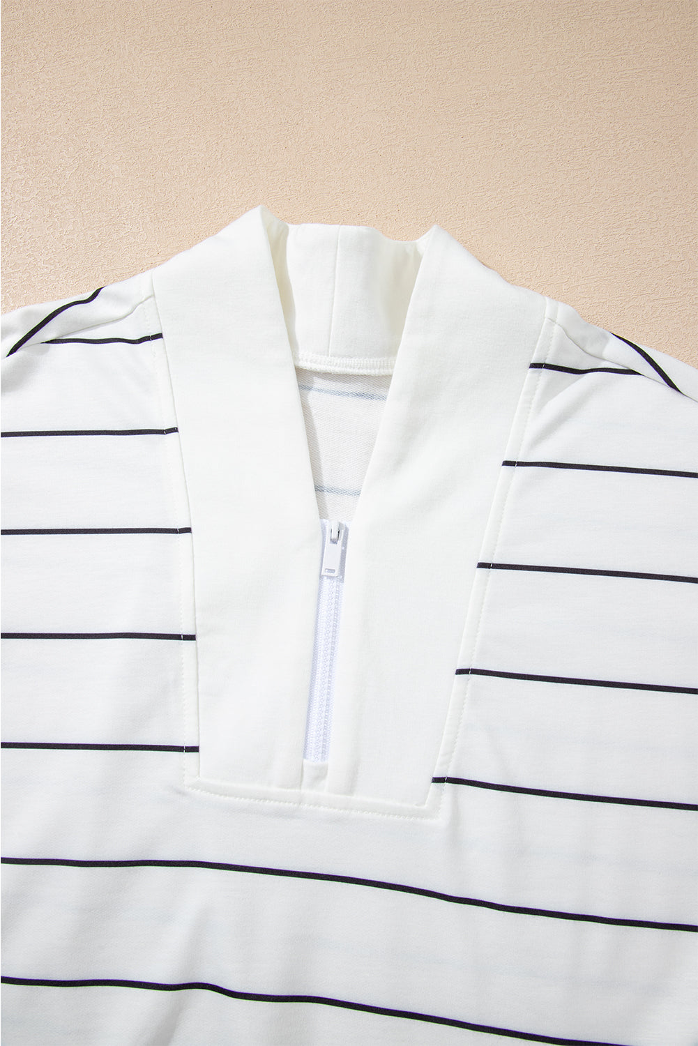 White Zip Long Sleeve Top