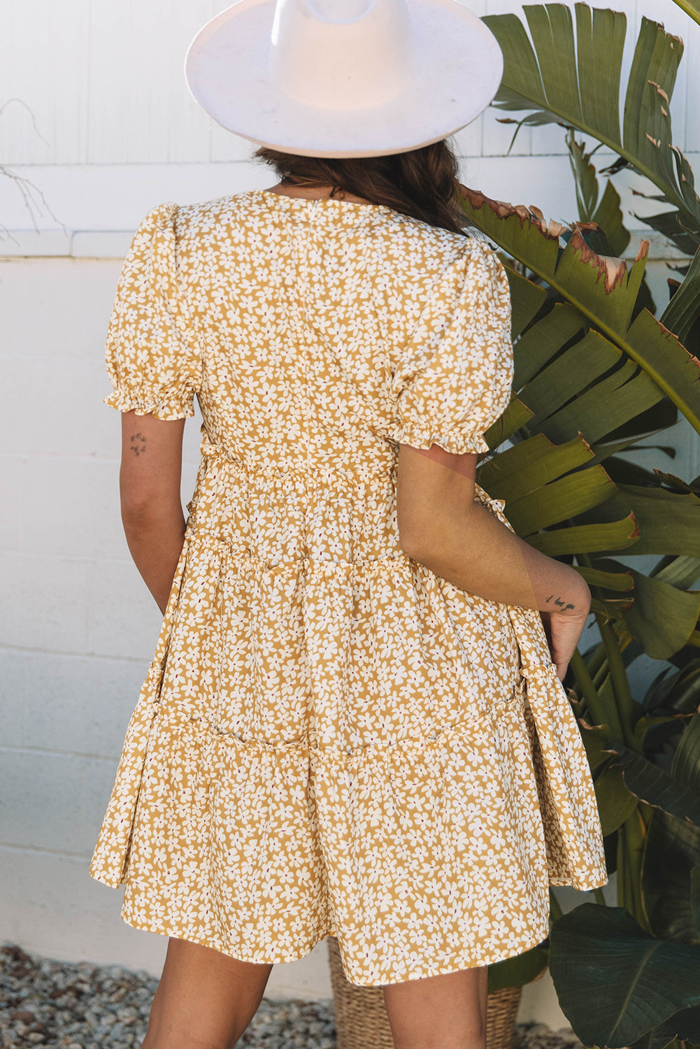 Yellow Floral Mini Dress