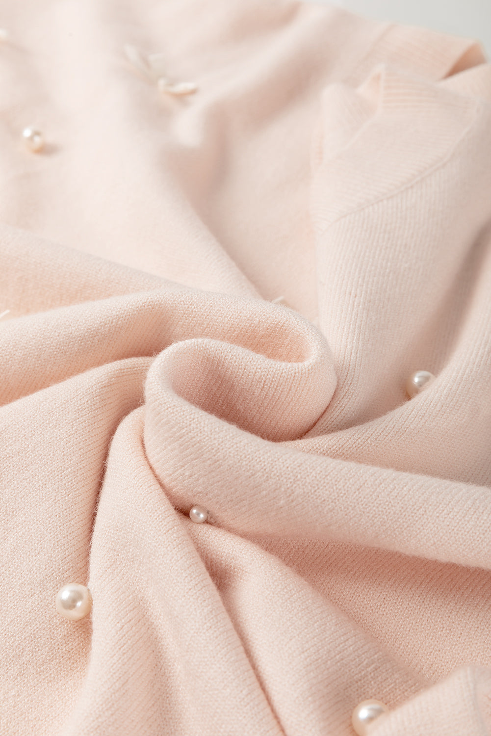Oatmeal Pearl Bow Short Sleeve Sweater