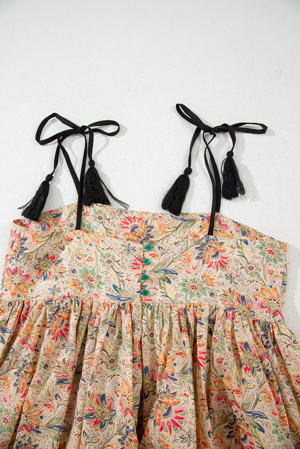 Apricot Floral Ruffled Peplum Top
