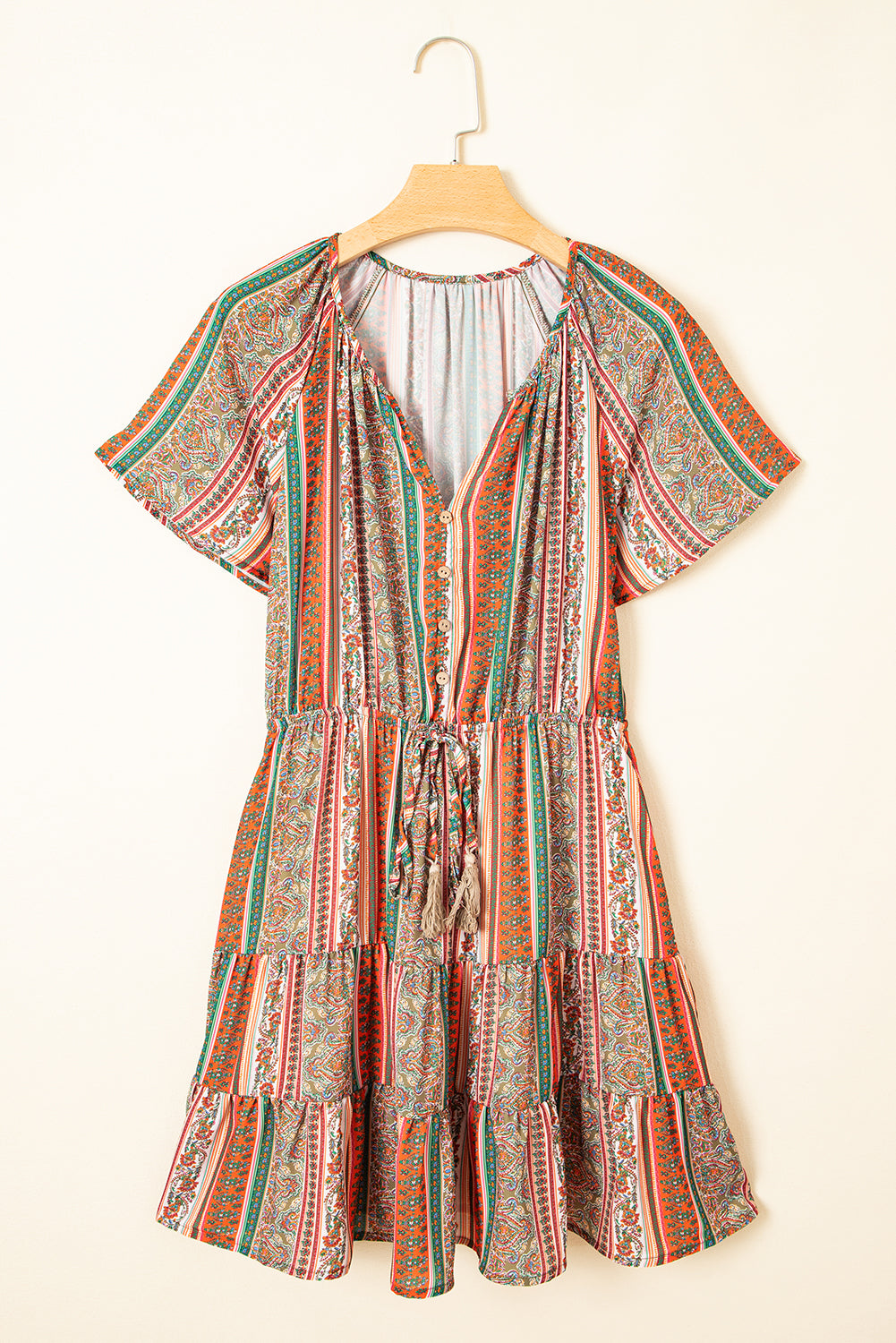 Red Bohemian Tiered Dress