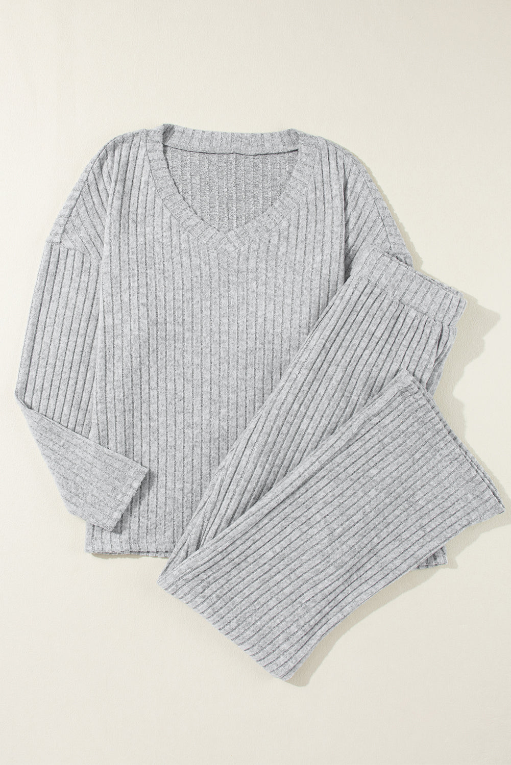 Light Grey Ribbed Set