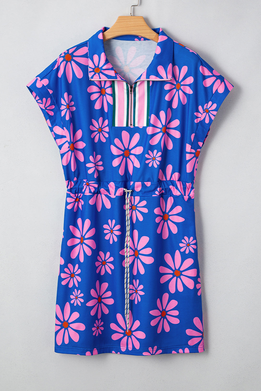 Purple Floral Striped Mini Dress