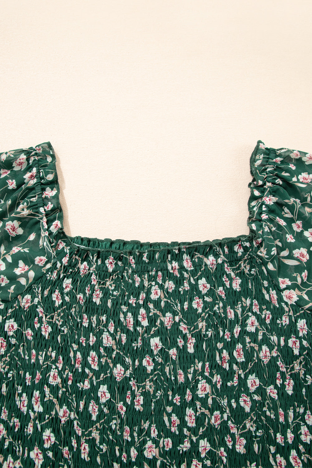 Green Smocked Floral Dress
