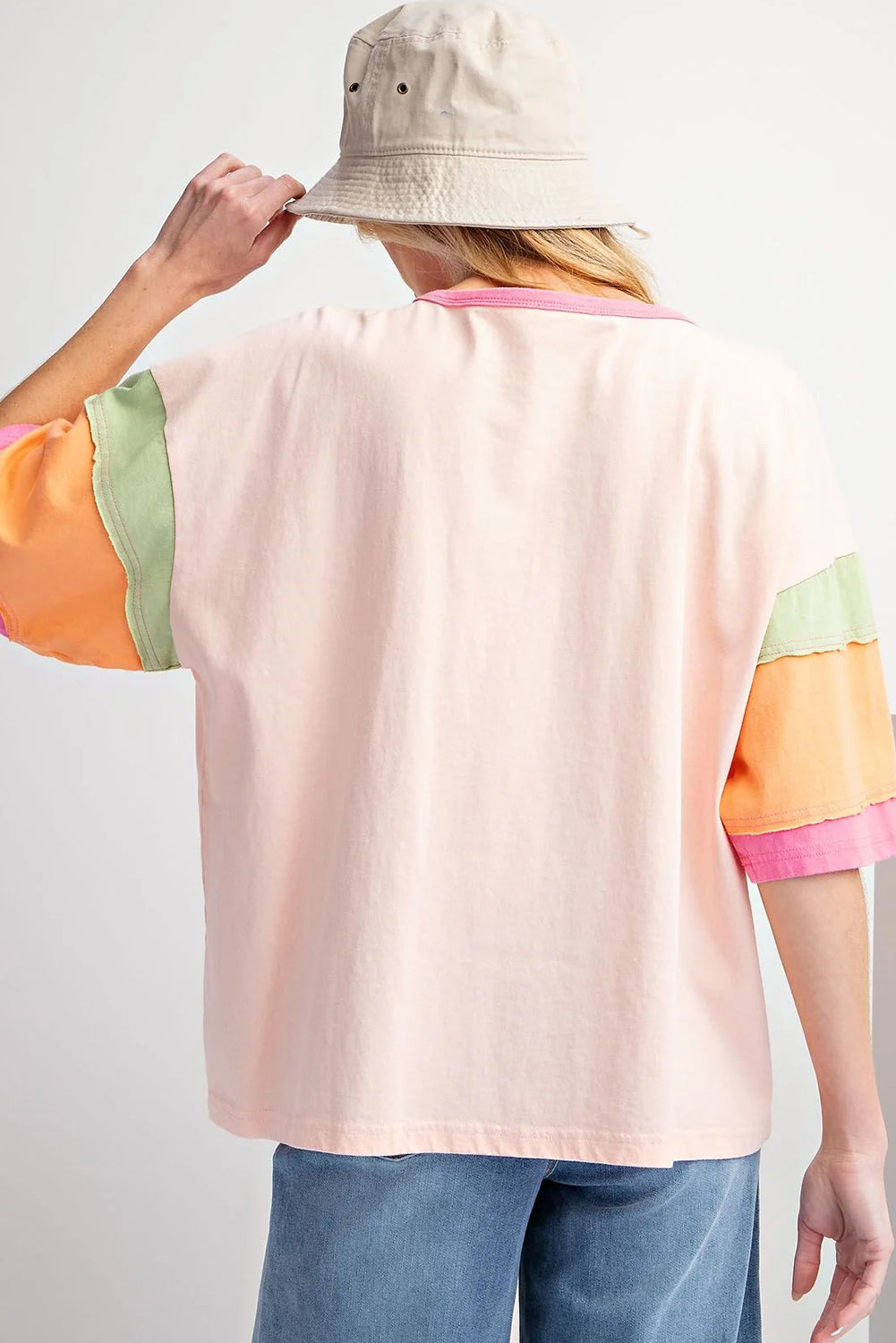 Pink Color Block Oversize Top