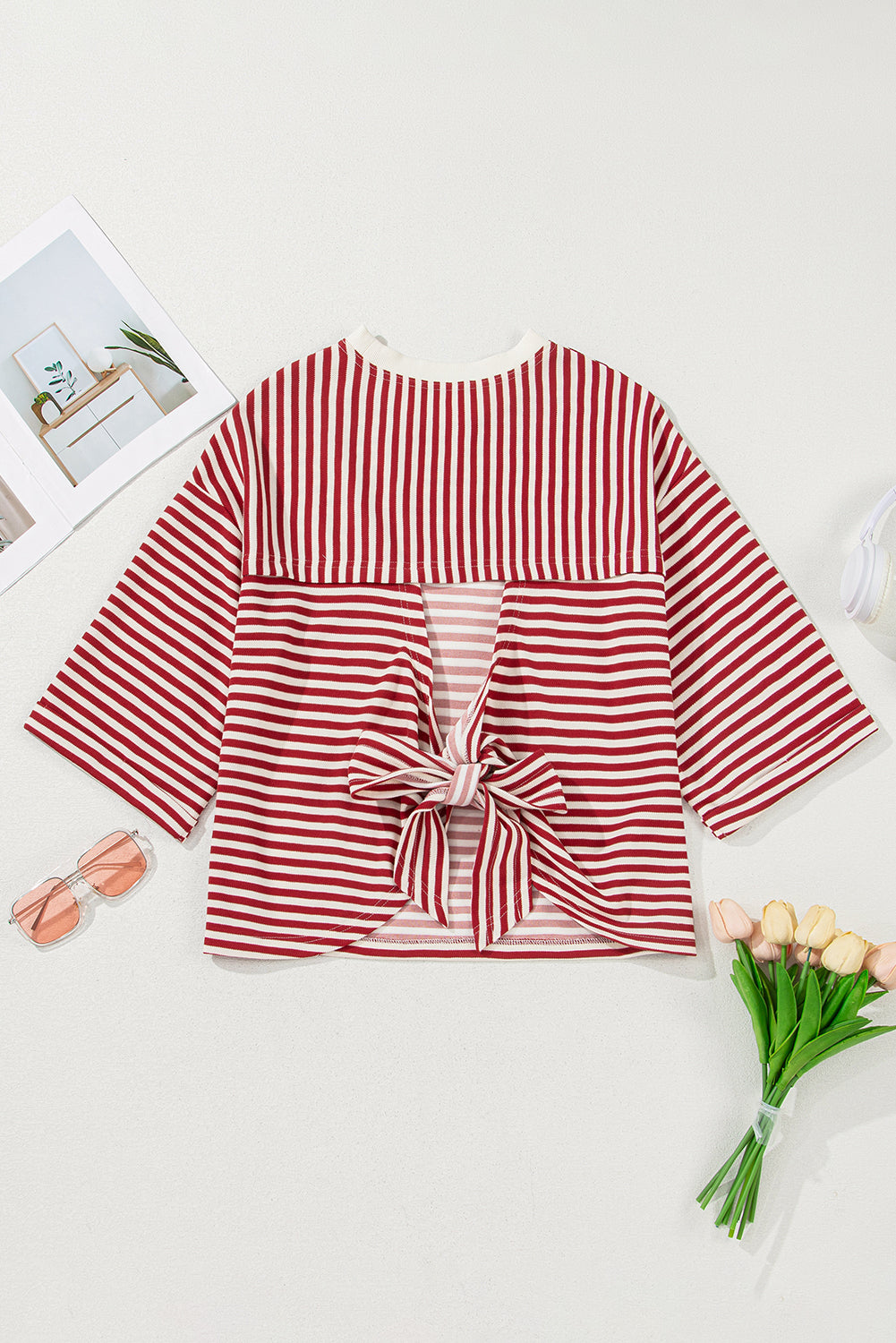 Red Stripe Bowknot Tee