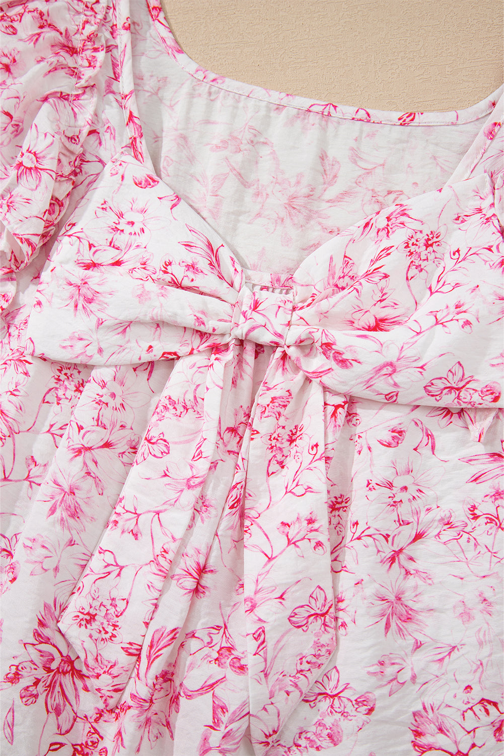 Pink Floral Ruffled Blouse