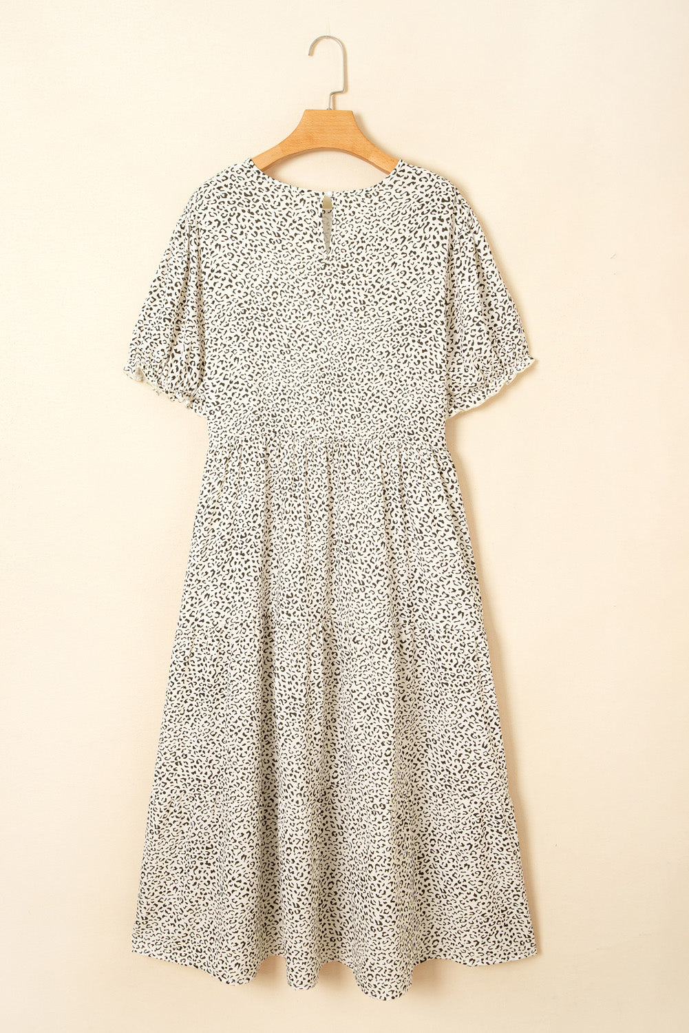 Beige Leopard Print Flared Dress