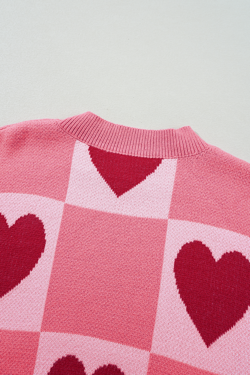 Pink Heart Block Sweater