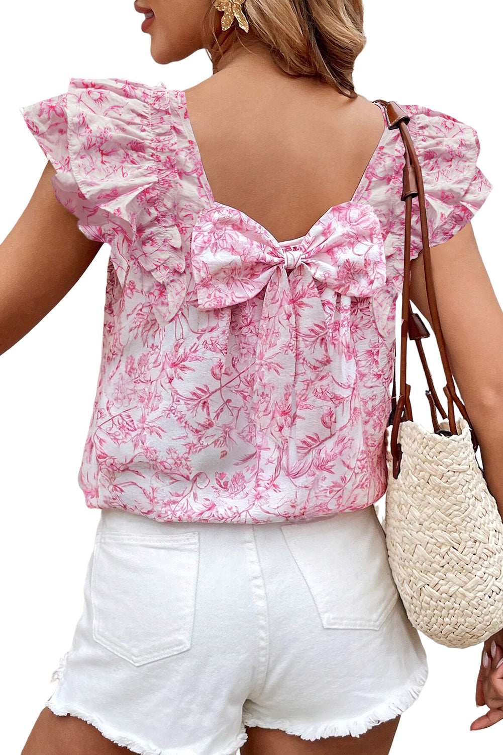 Pink Floral Ruffled Blouse