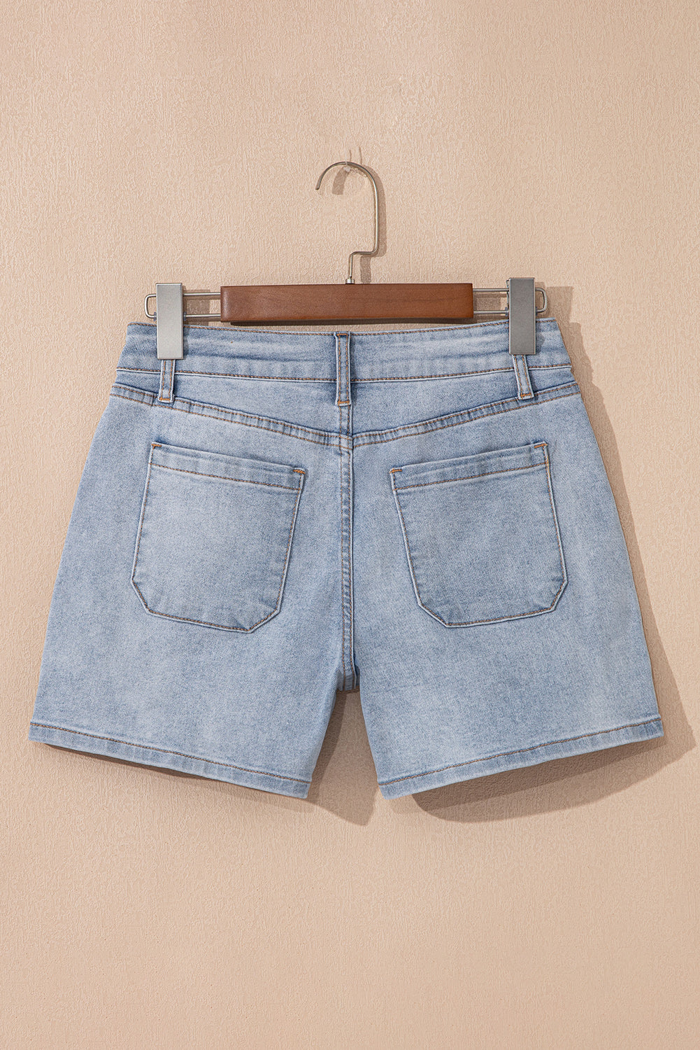 Blue Light Wash High Rise Denim Shorts