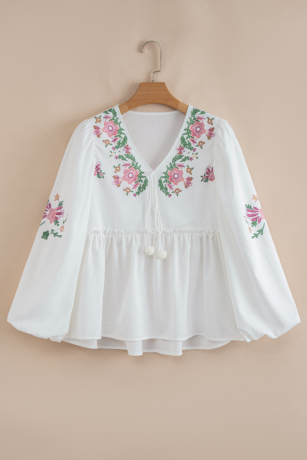 White Flower Babydoll Blouse
