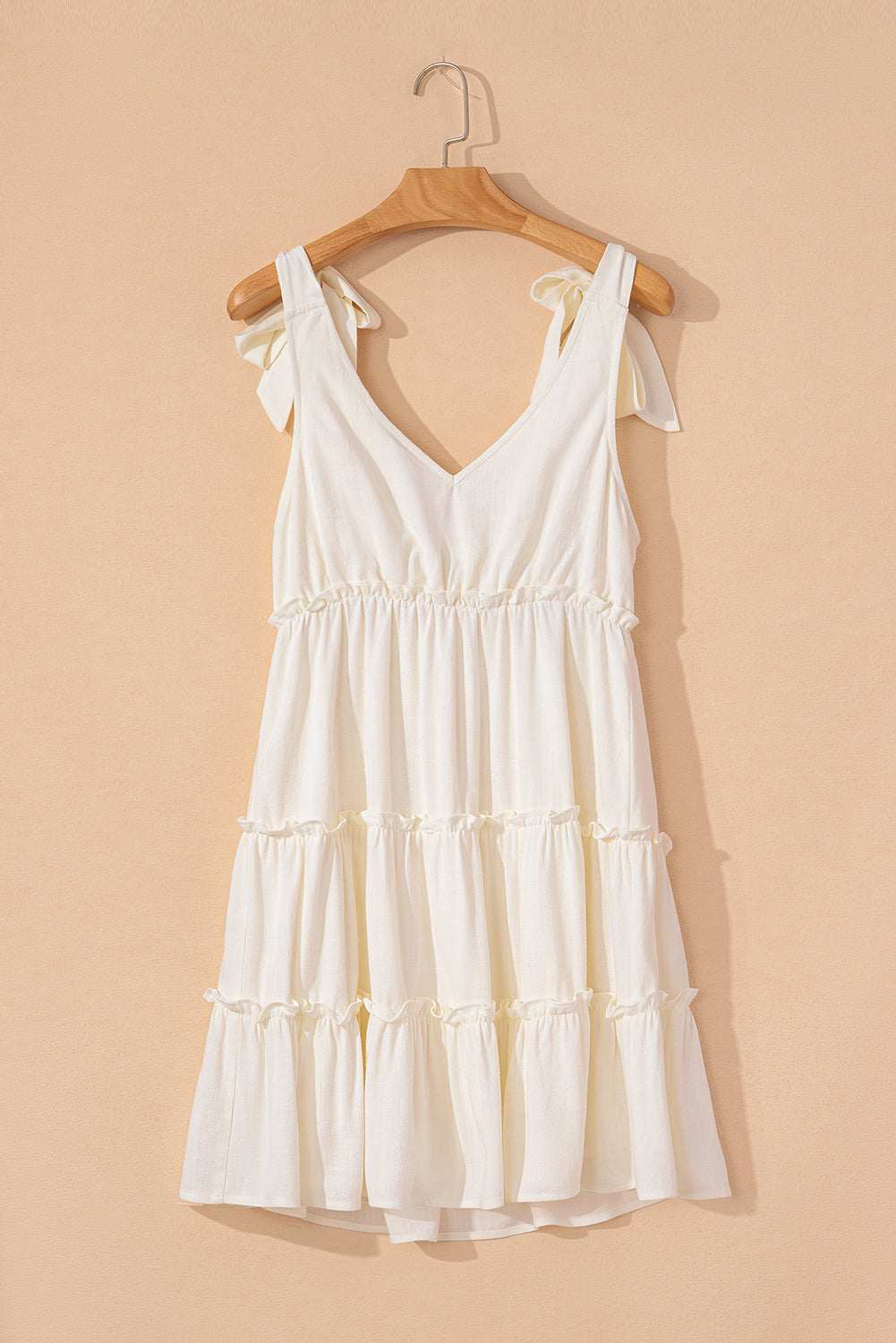 Oatmeal Ruffle Tiered Mini Dress