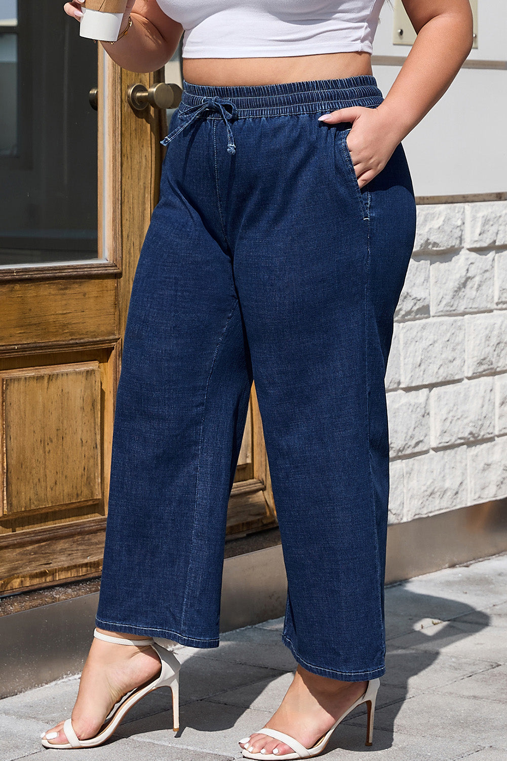 Real Teal High Waist Wide Leg Jeans