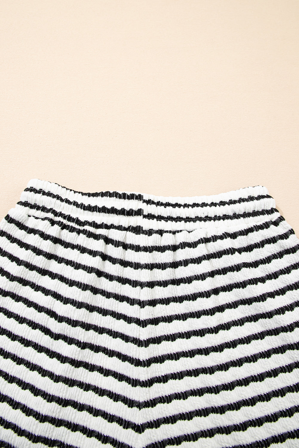 Black Stripe Top and Drawstring Shorts Set