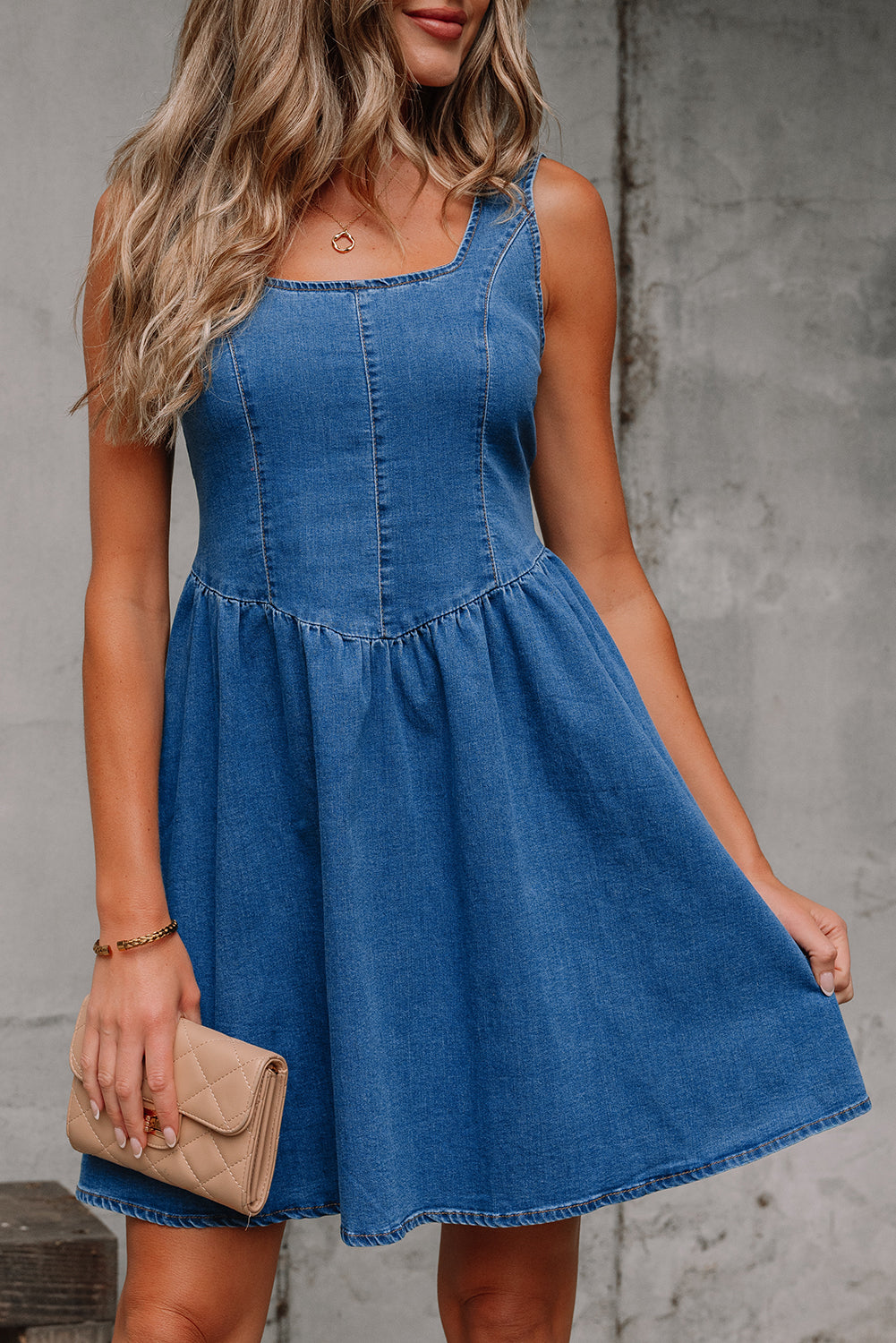 Sail Blue Sleeveless Denim Dress