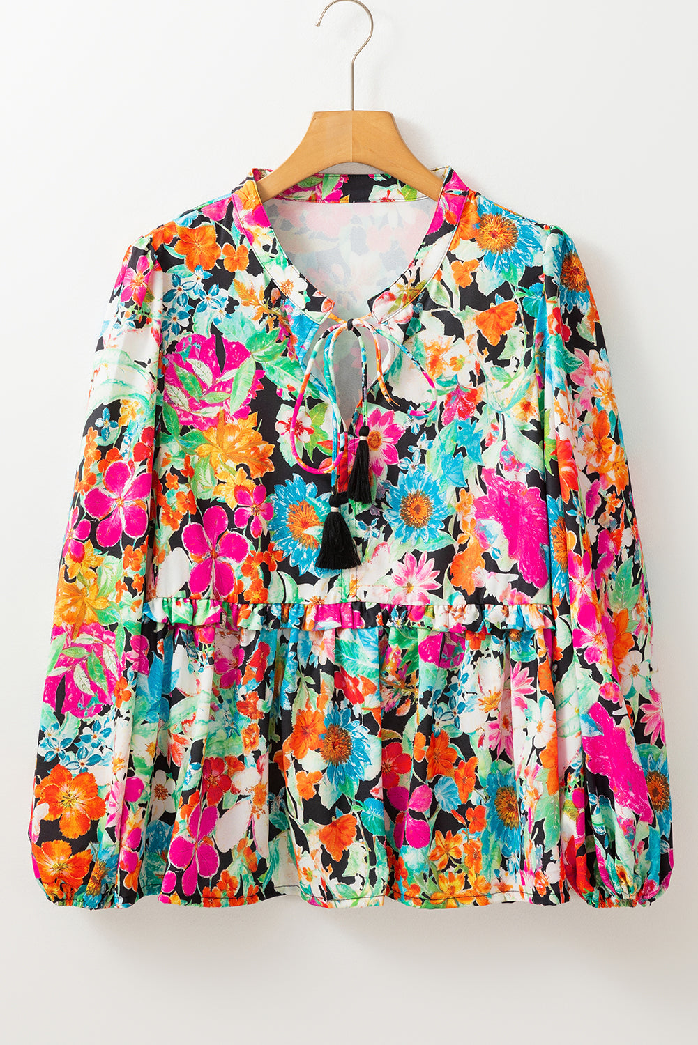 Multicolour Floral Print Ruffled Blouse