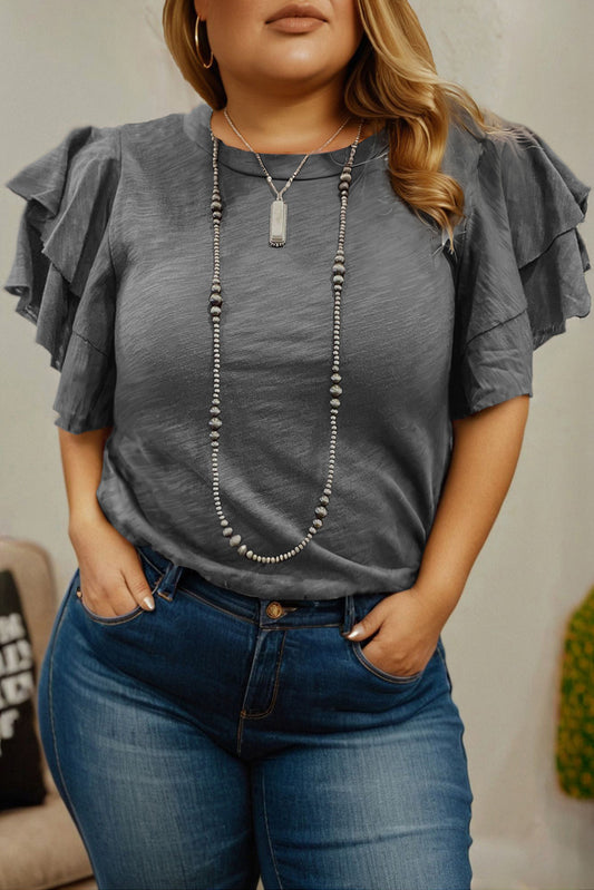 Dark Grey Ruffled Top
