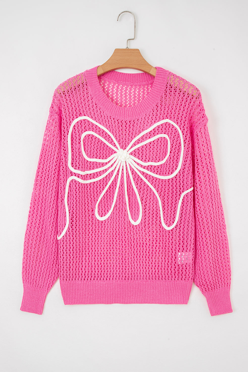 Pink Bow Knitted Drop Sweater