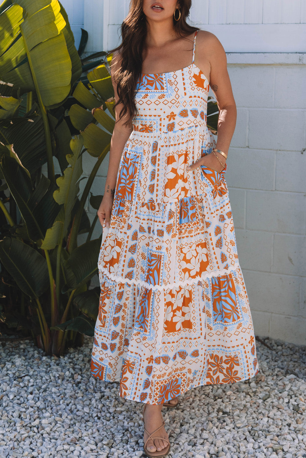 Orange Multi Printed Maxi Dress