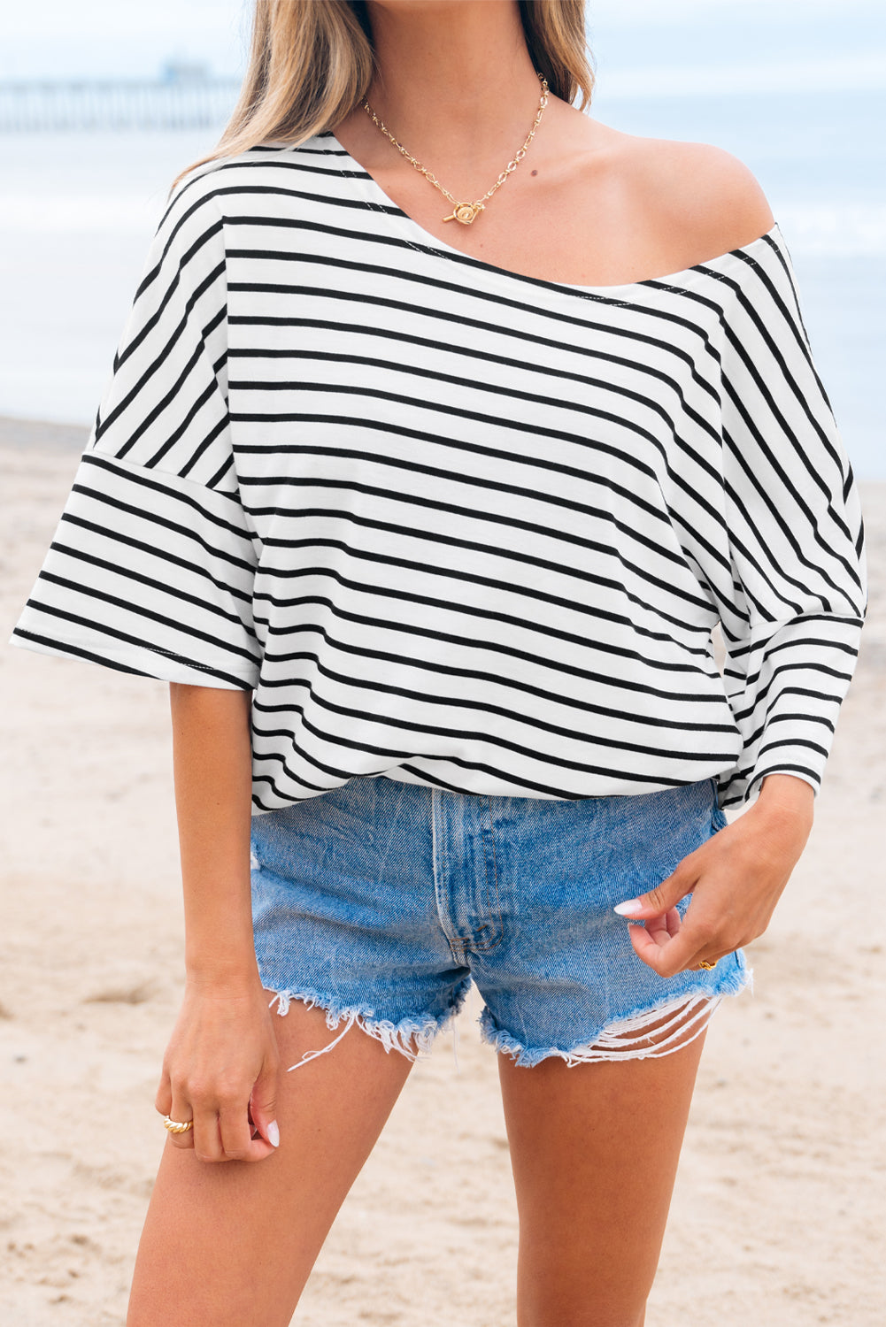 Black Stripe Loose Top