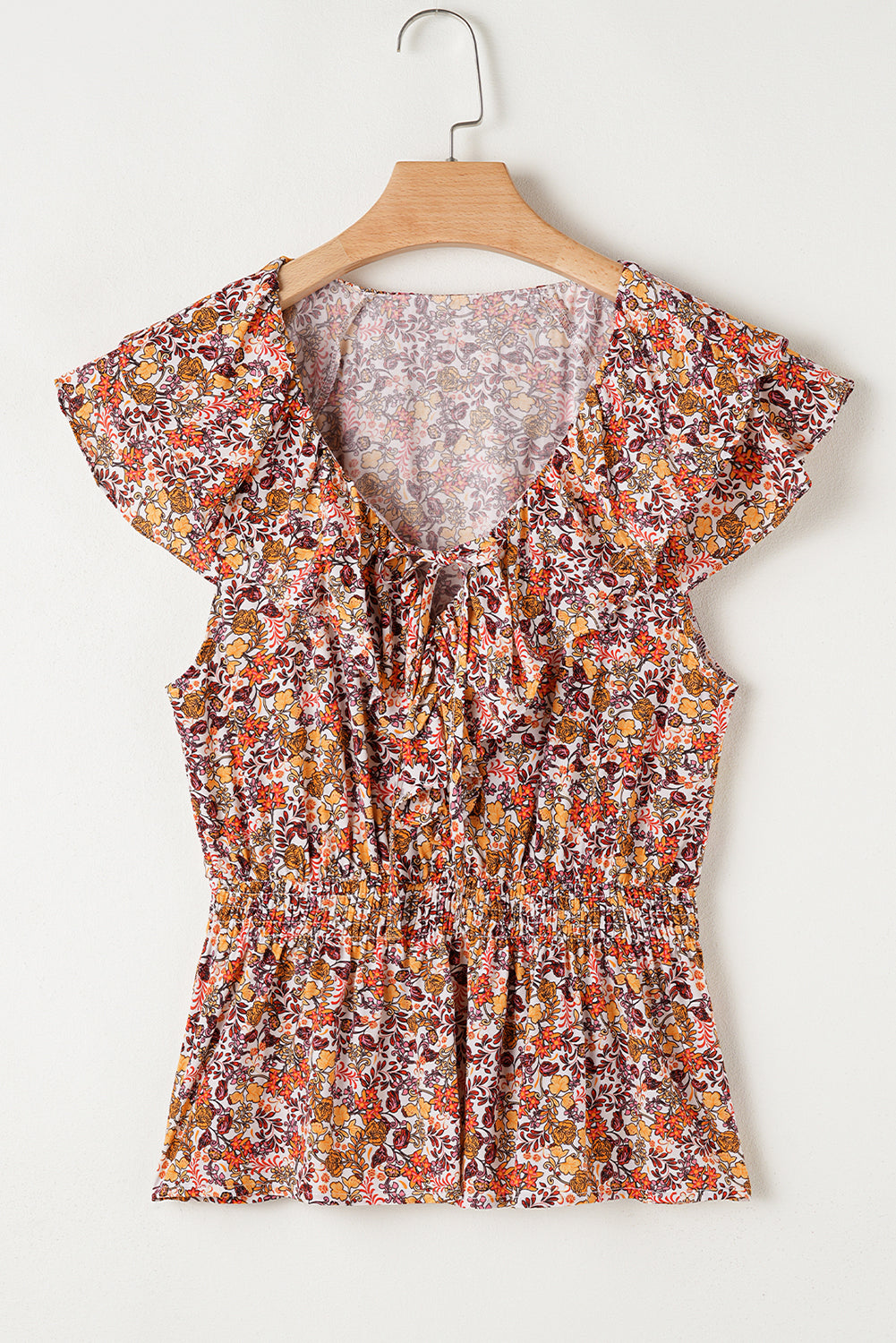 Red Floral Print Blouse