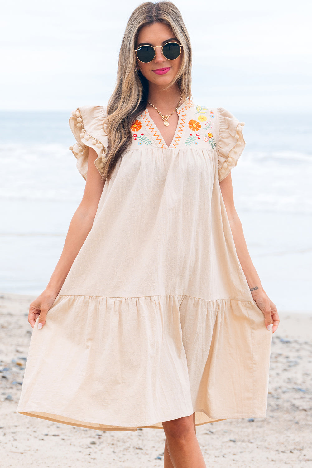 Bohemian Embroidery Flowy Short Dress