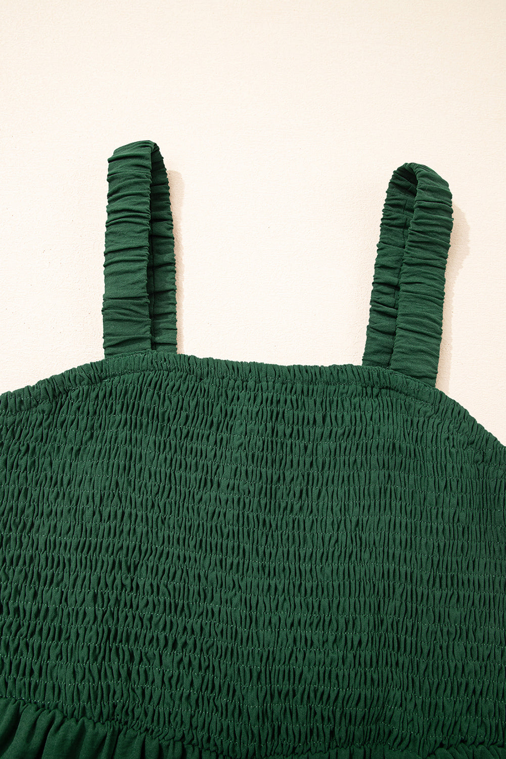 Green Smocked Wide Leg Jumpsuit
