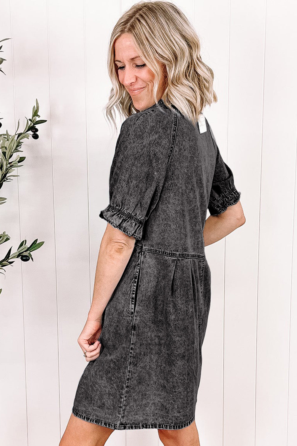 Medium Grey Buttoned Denim Dress