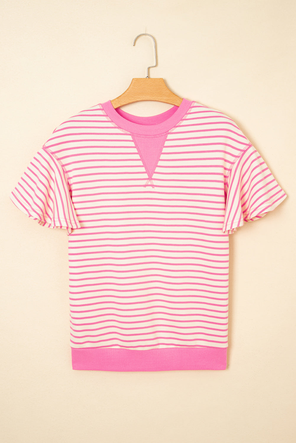Sachet Pink Striped Ruffle Top
