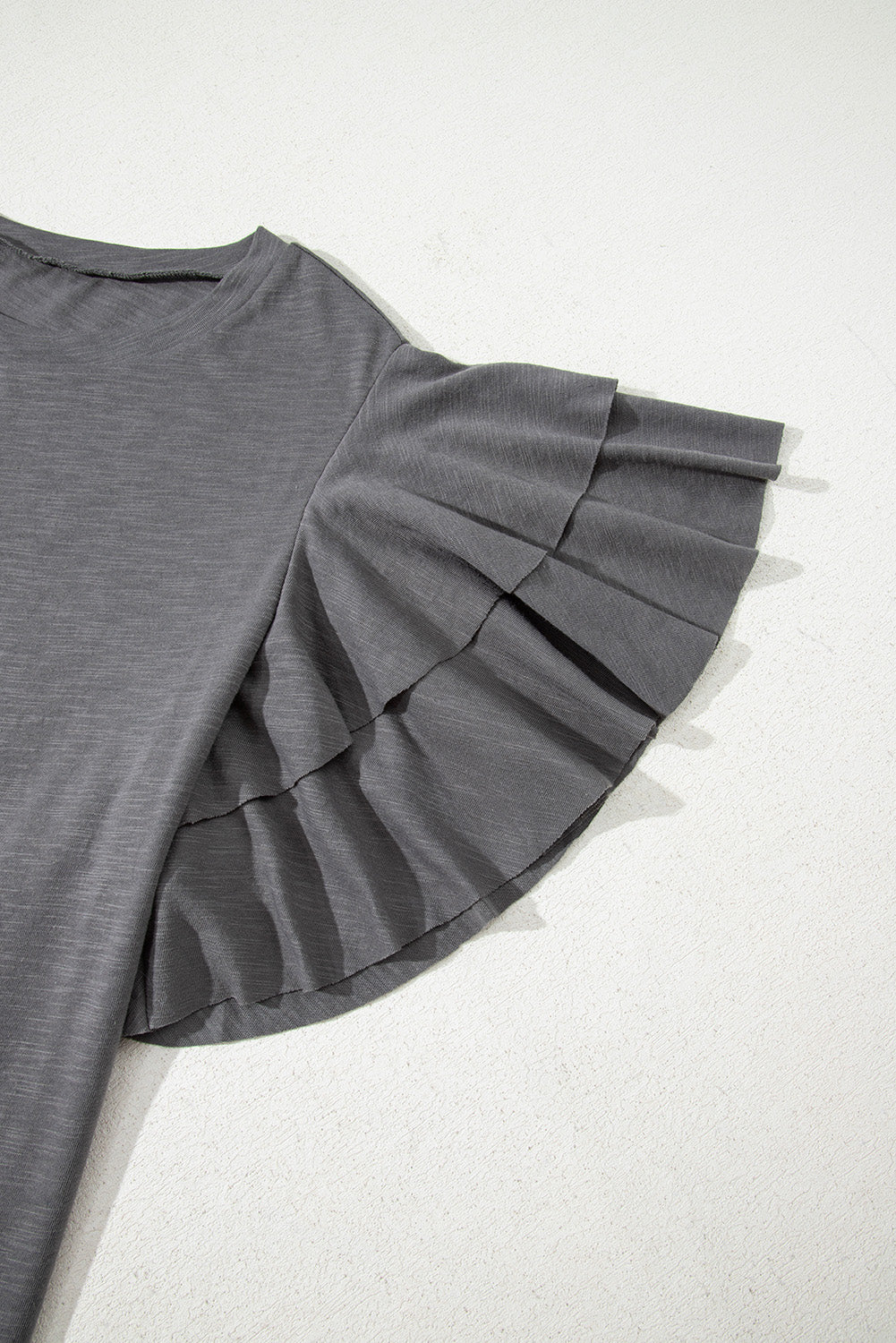 Dark Grey Ruffled Top