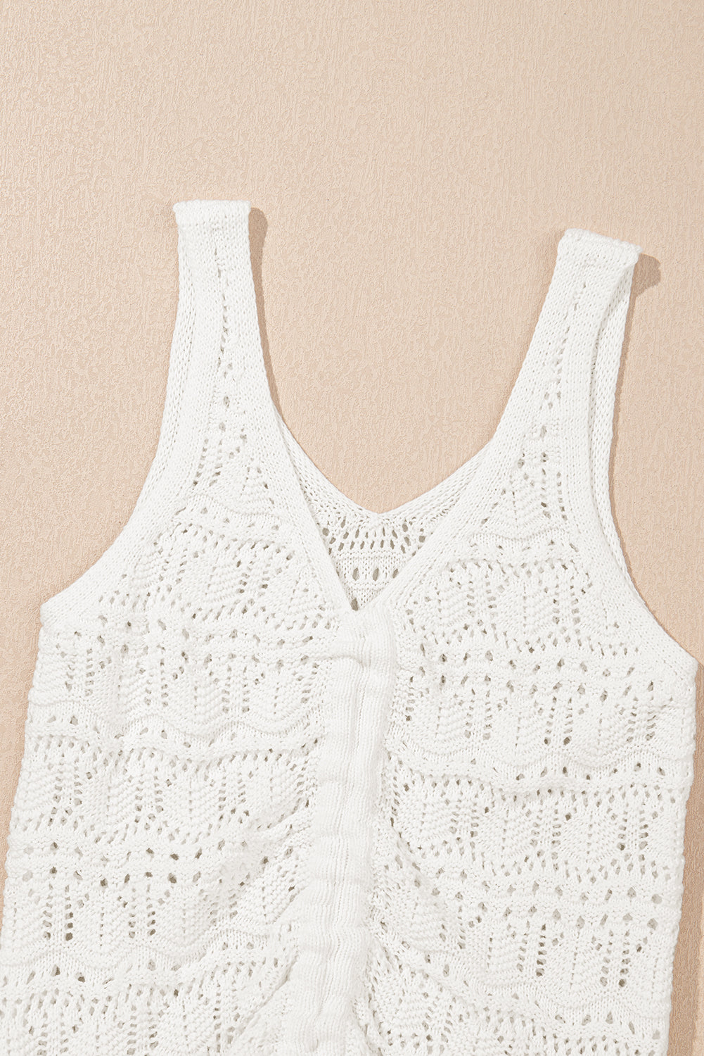 White Knit V Neck  Vest