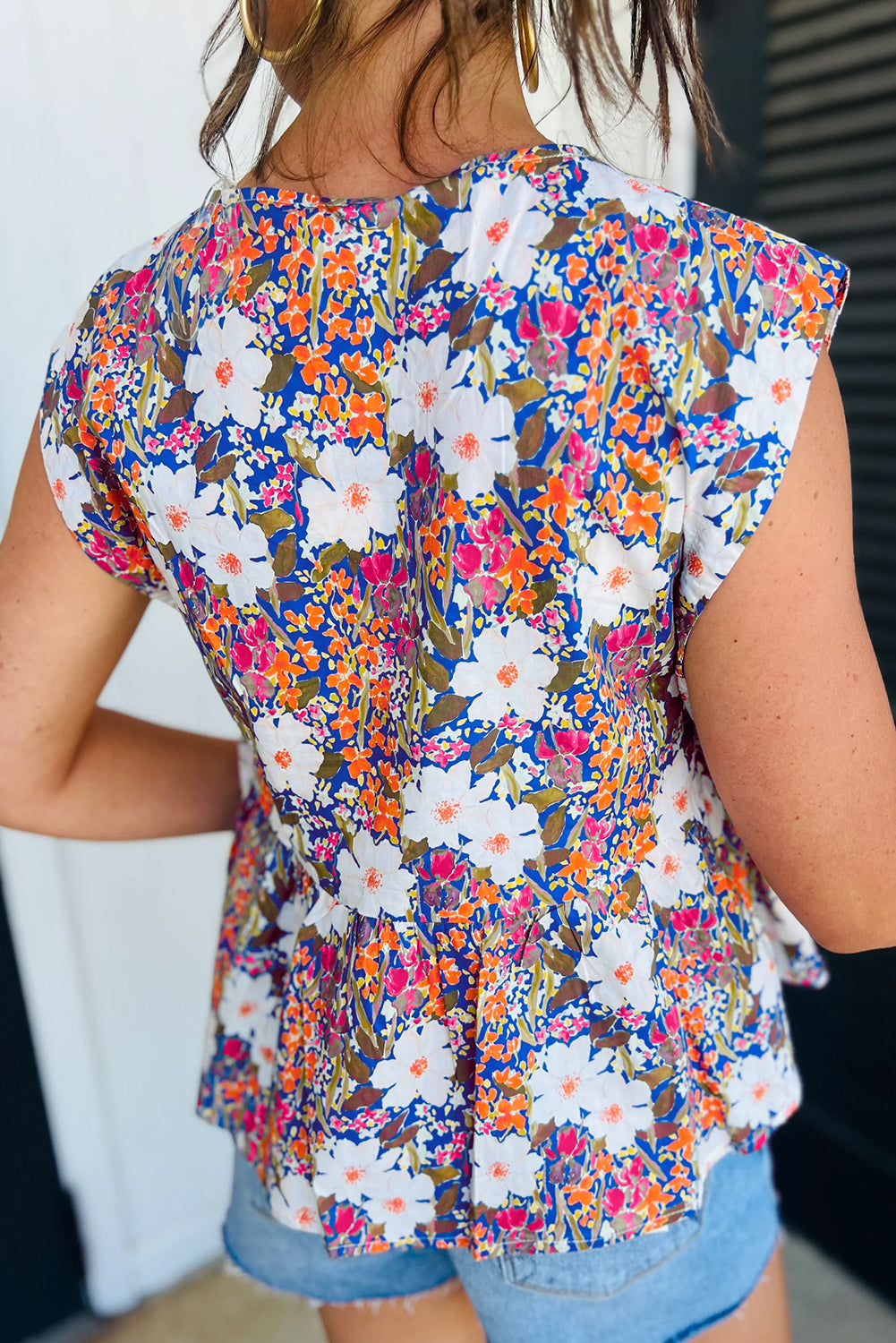 Rose Green Floral Peplum Blouse