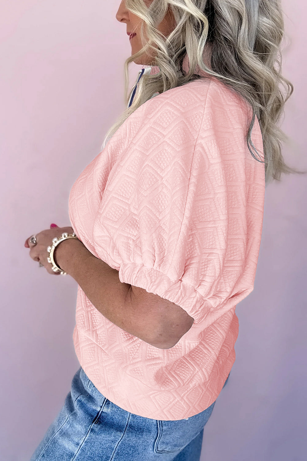 Light Pink Striped Collar Blouse