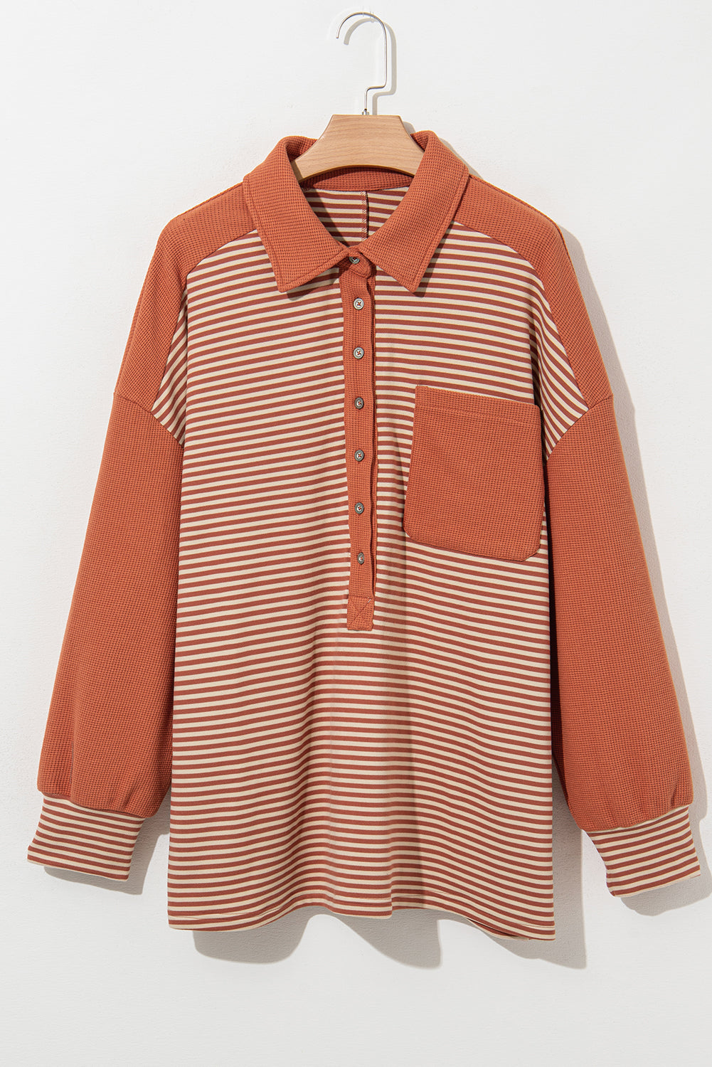 Red Stripe Textured Sweatshirt