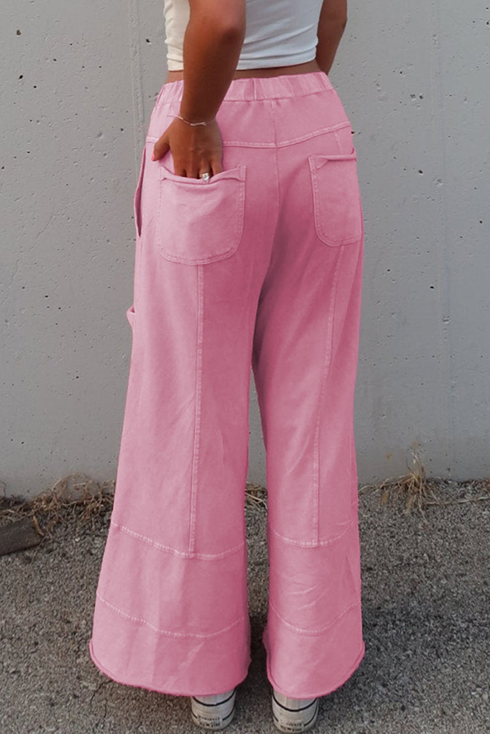 Pink Mineral Wash Wide Leg Cargo Pants