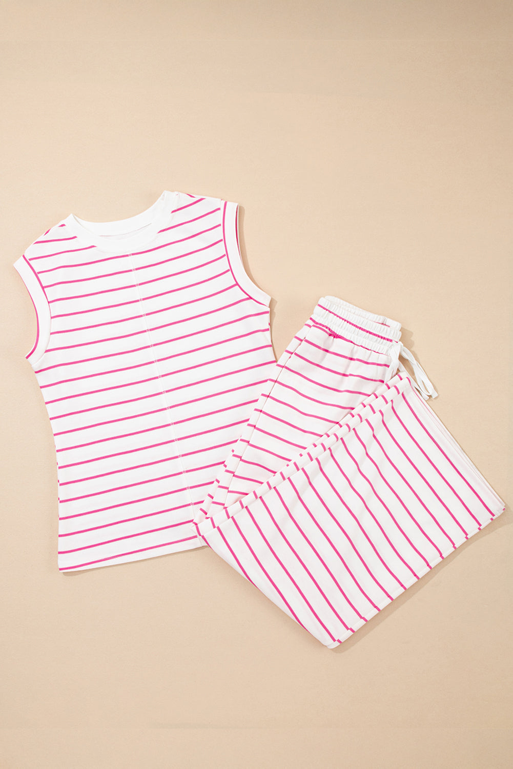 Rose Stripe Wide Leg Pants Set