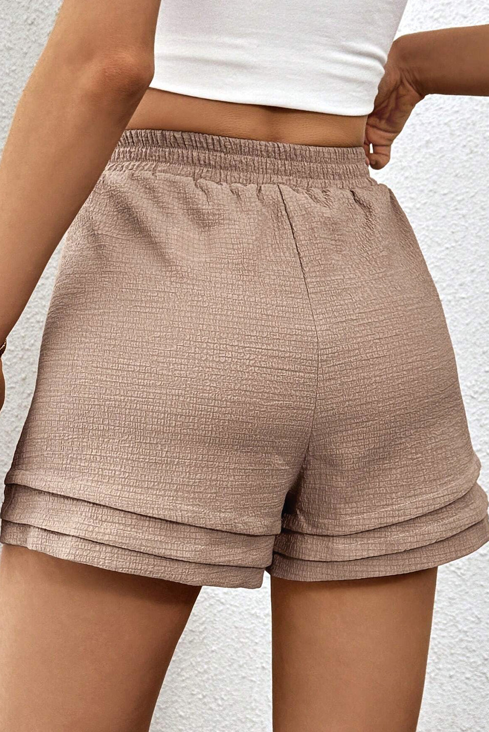 Straw Yellow Textured Shorts
