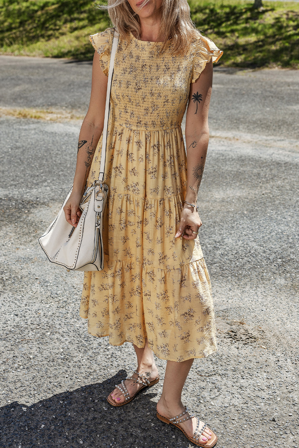 Yellow Boho Flowy Summer Dress