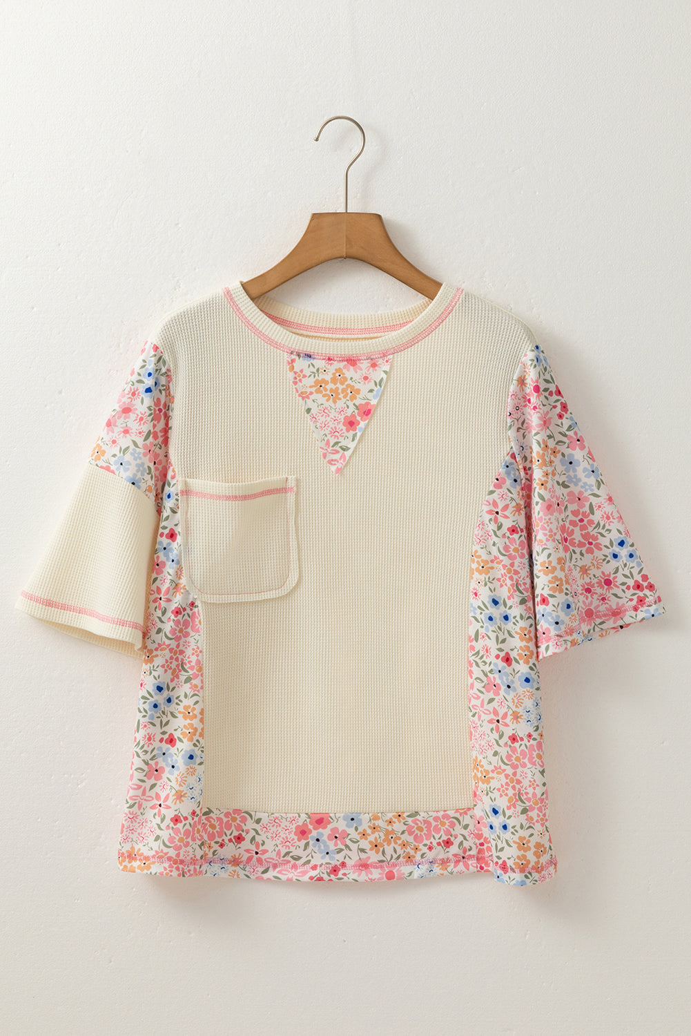 Beige Floral Patchwork Shirt