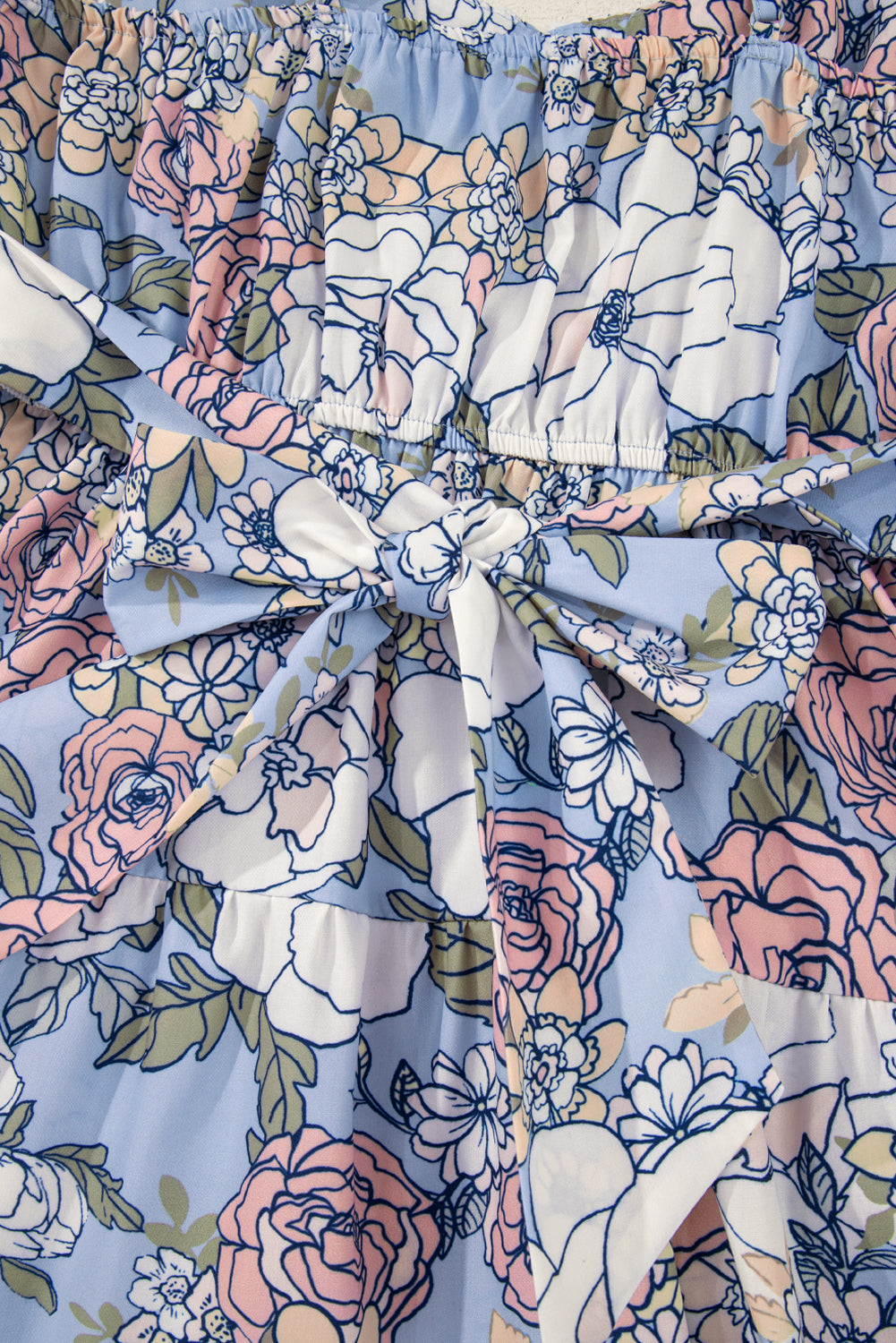 Blue Floral Tiered Dress