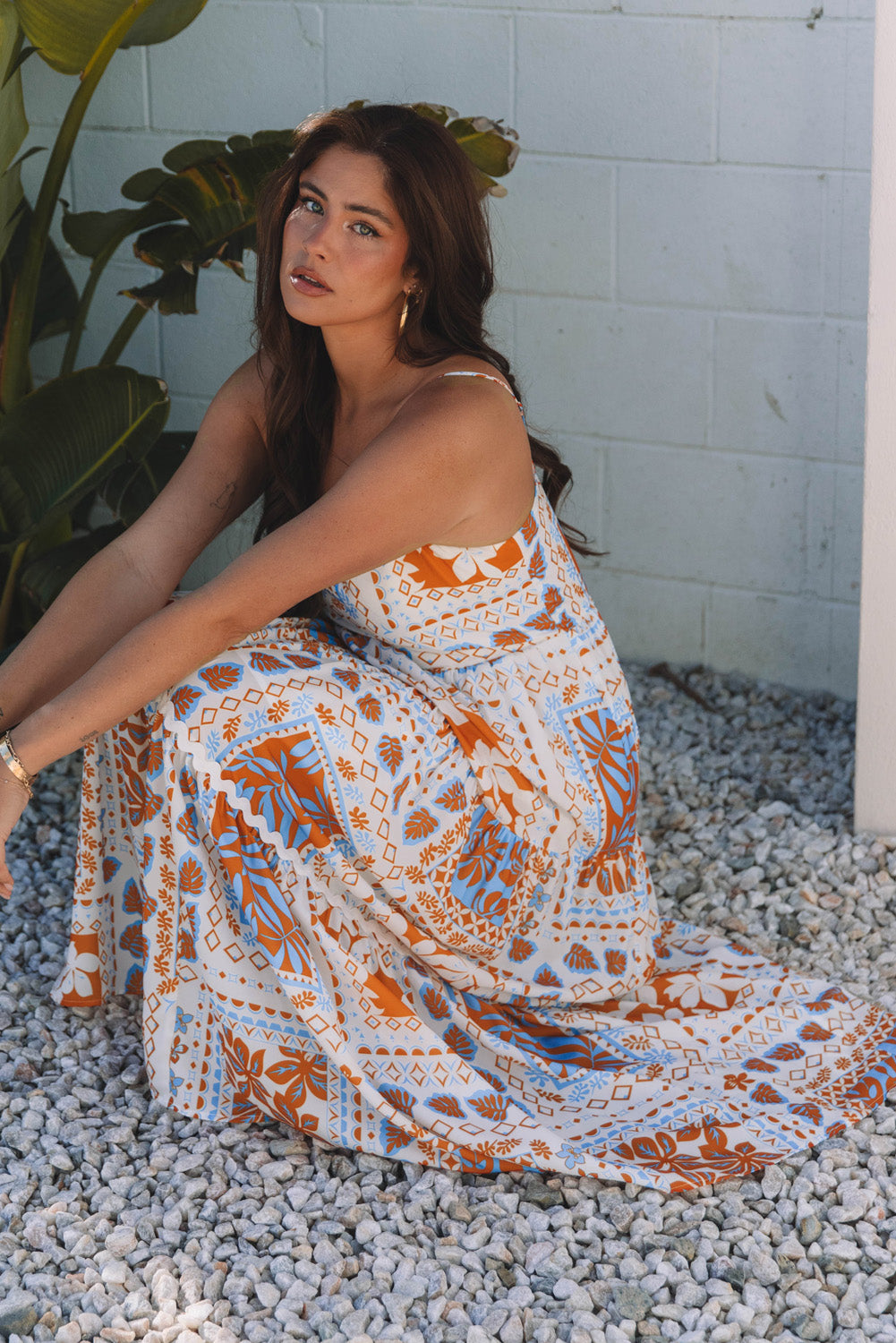 Orange Multi Printed Maxi Dress