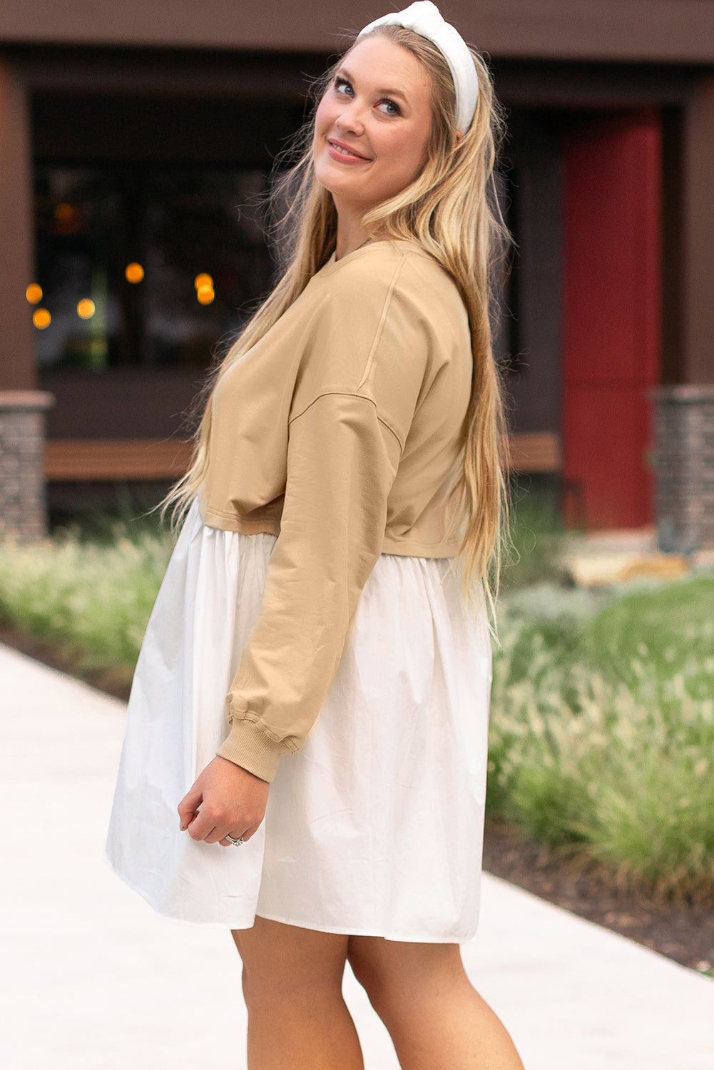 Apricot Color Block Mini Dress