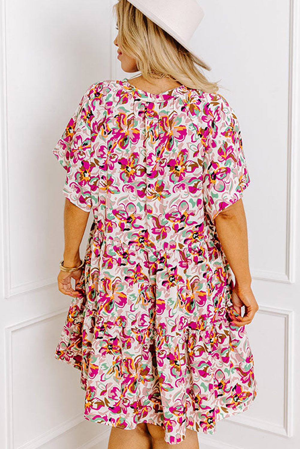 White Abstract Print  Mini Dress
