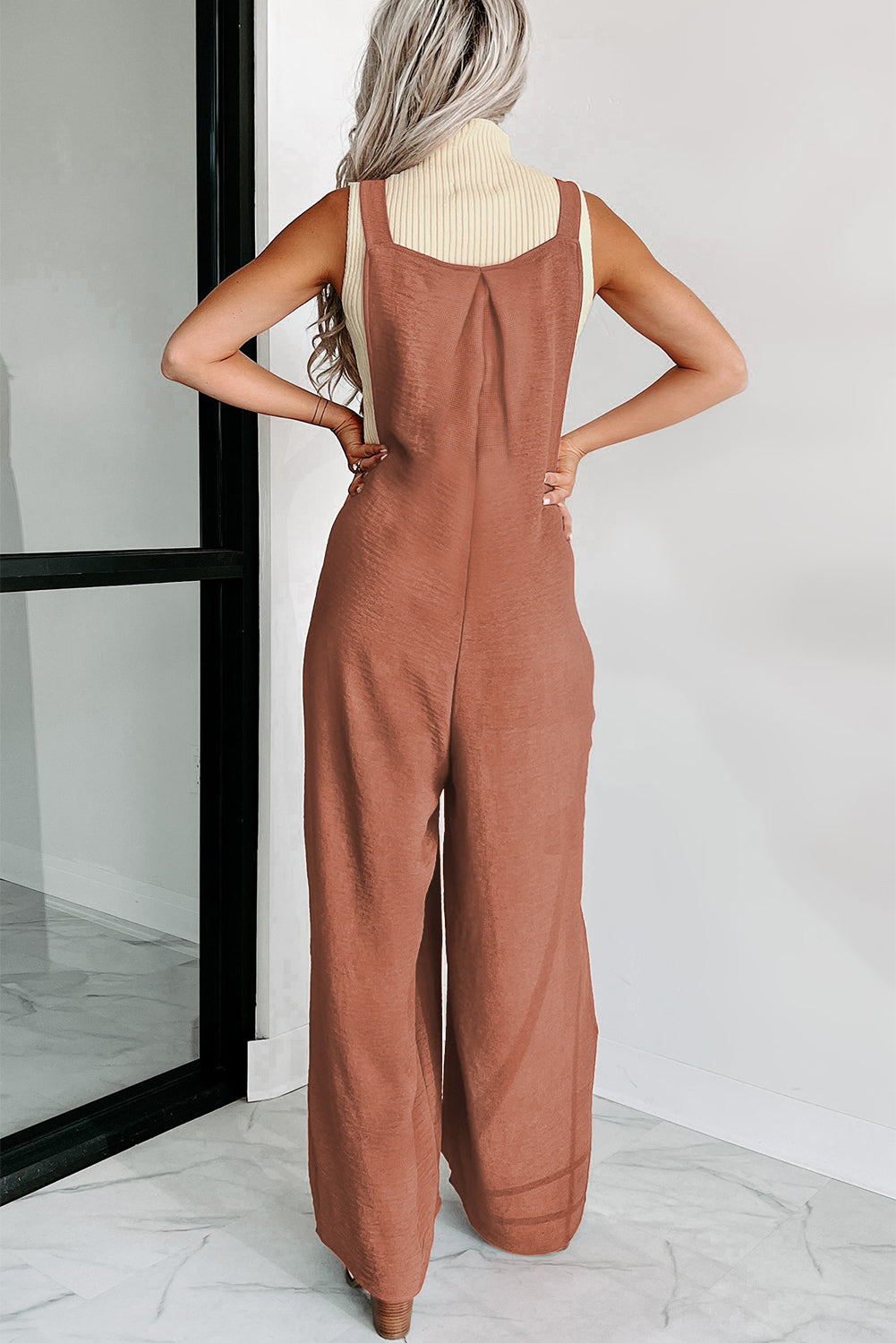 Gold Flame Textured Wide Leg Jumpsuit