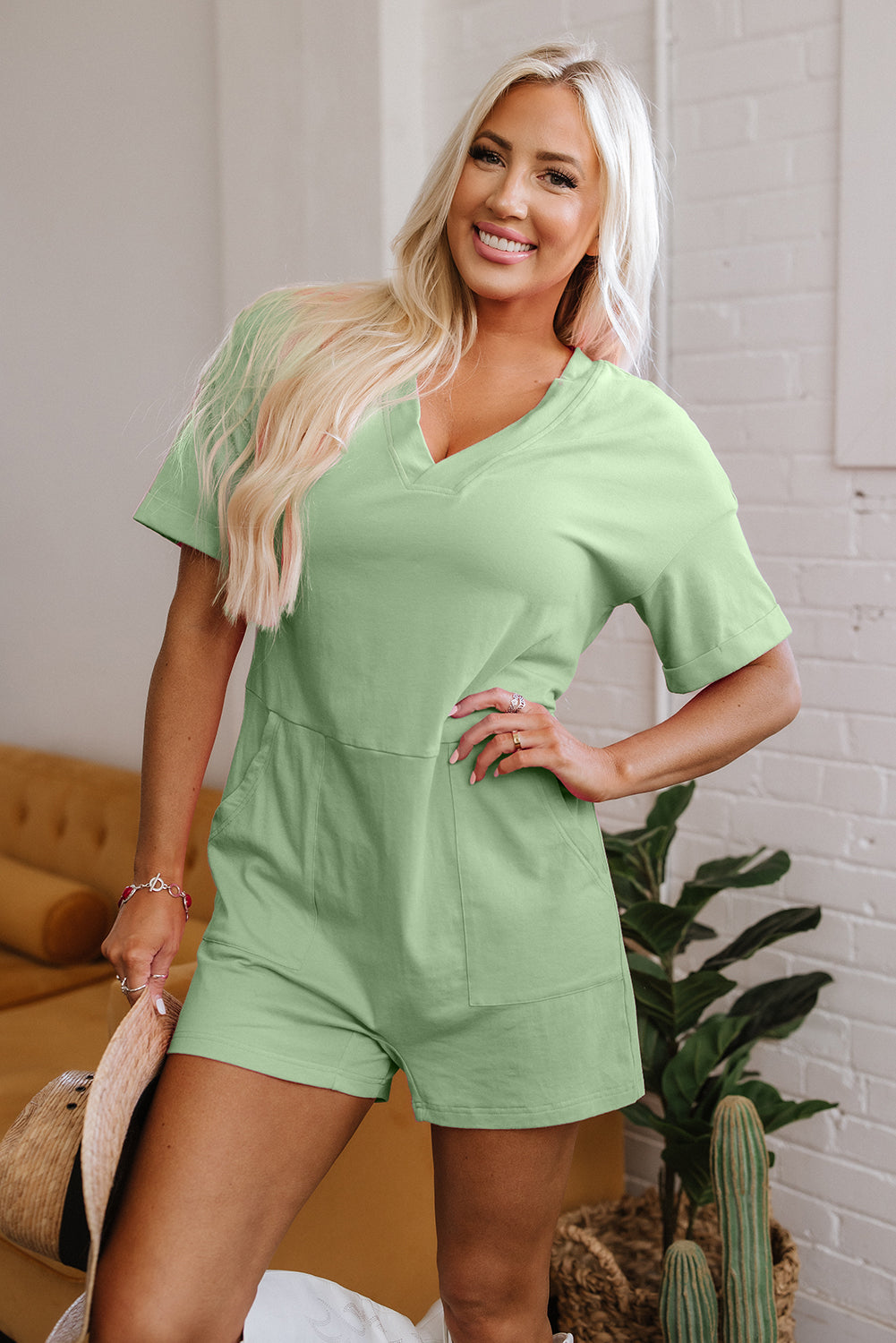 Green Loose Romper
