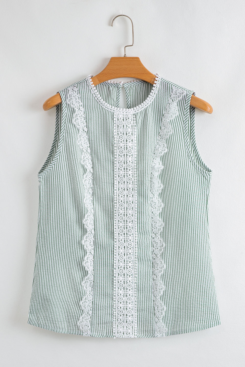 Green Stripe Lace Top