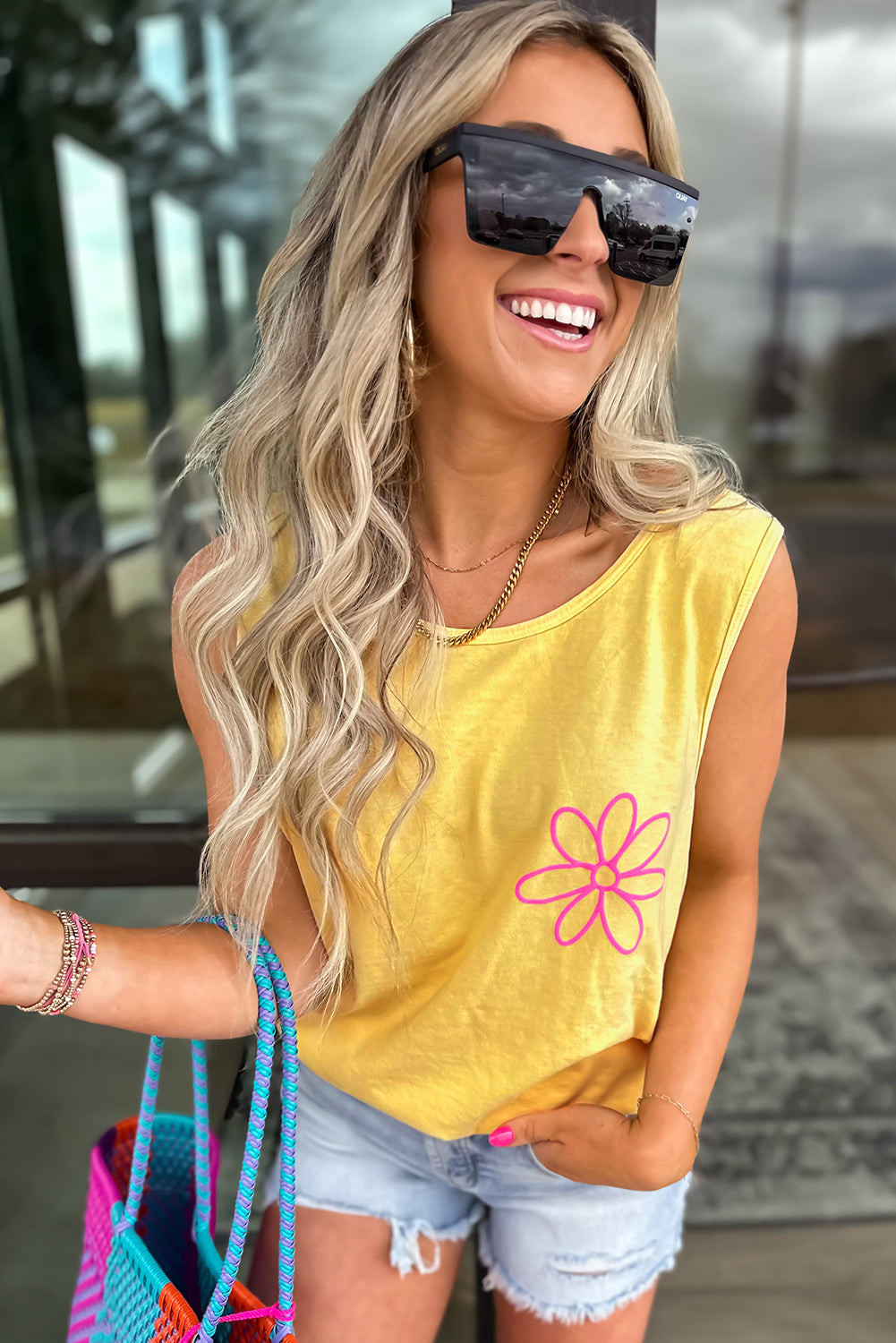 Yellow Flower Tank Top